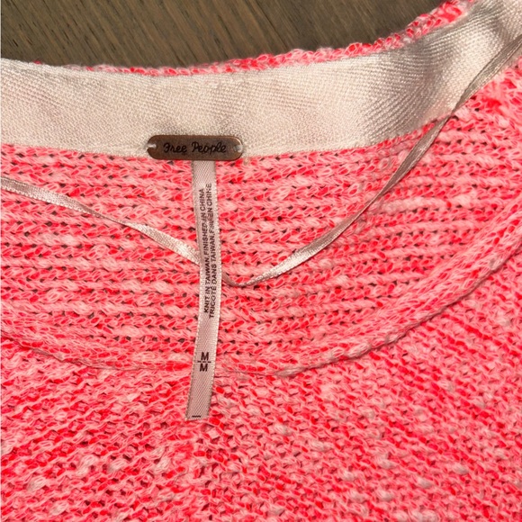 Free People Bright Lights Sweater Womens Size Medium Neon Flamingo - Picture 5 of 7